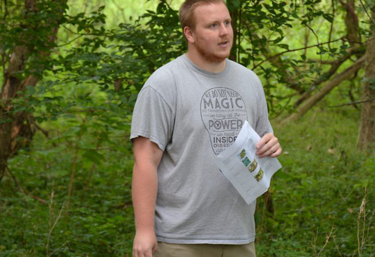 TJ Rayhill in the lowland cottonwood forest he studied for a natural history course.