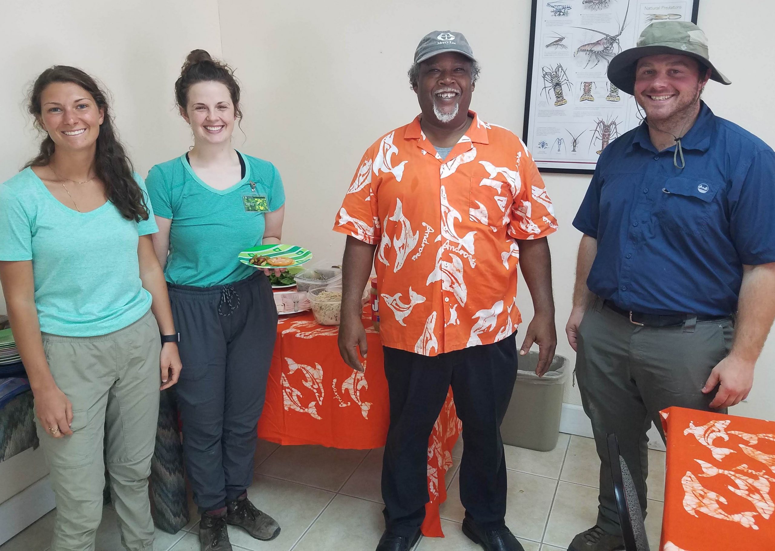 Peter Douglas (orange shirt) with MAEE students: L to R, Ali Sanders, Emily Hayne, Josh Crawford.